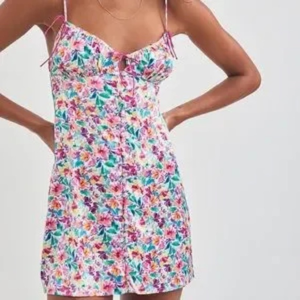 NWT For Love and Lemons Floral Water Color Slip Dress